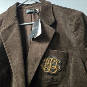 NWT Lauren Ralph Lauren Women's Brown Buillon Corduroy Blazer Size 20W